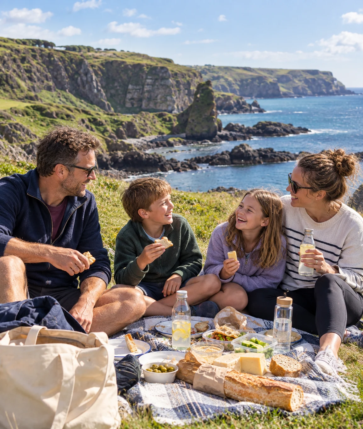 Family enjoying a Causeway Coast Mystery Picnic family day out in Northern Ireland