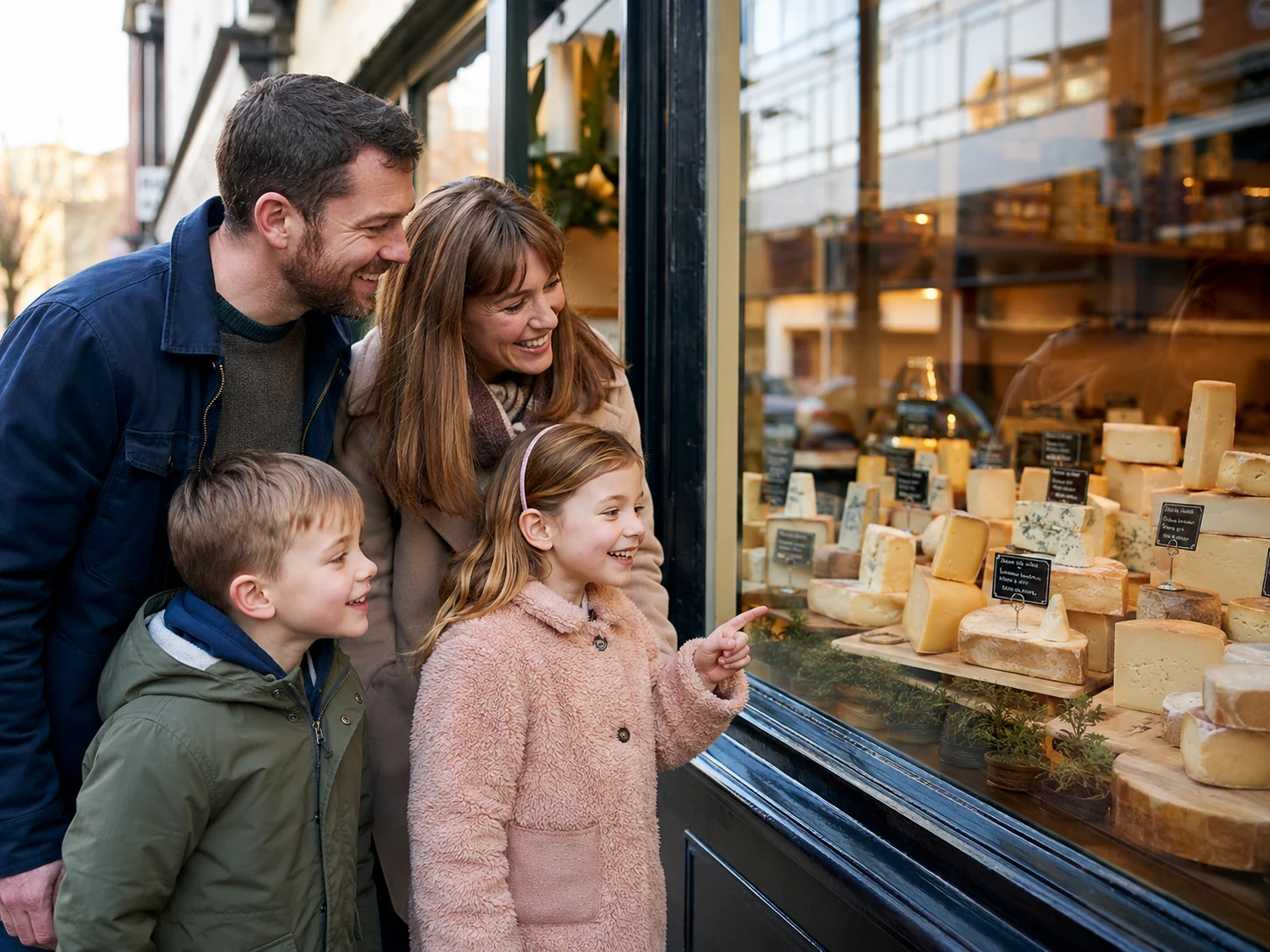 Family discovering Ludlow together on a Mystery Picnic walking day out