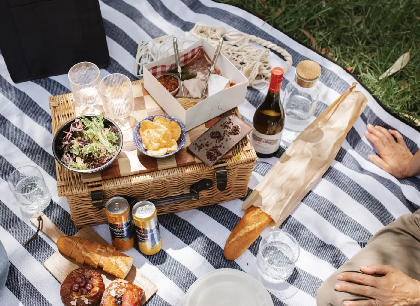 Mystery Picnic food laid out for outdoor dining in Stratford-upon-Avon