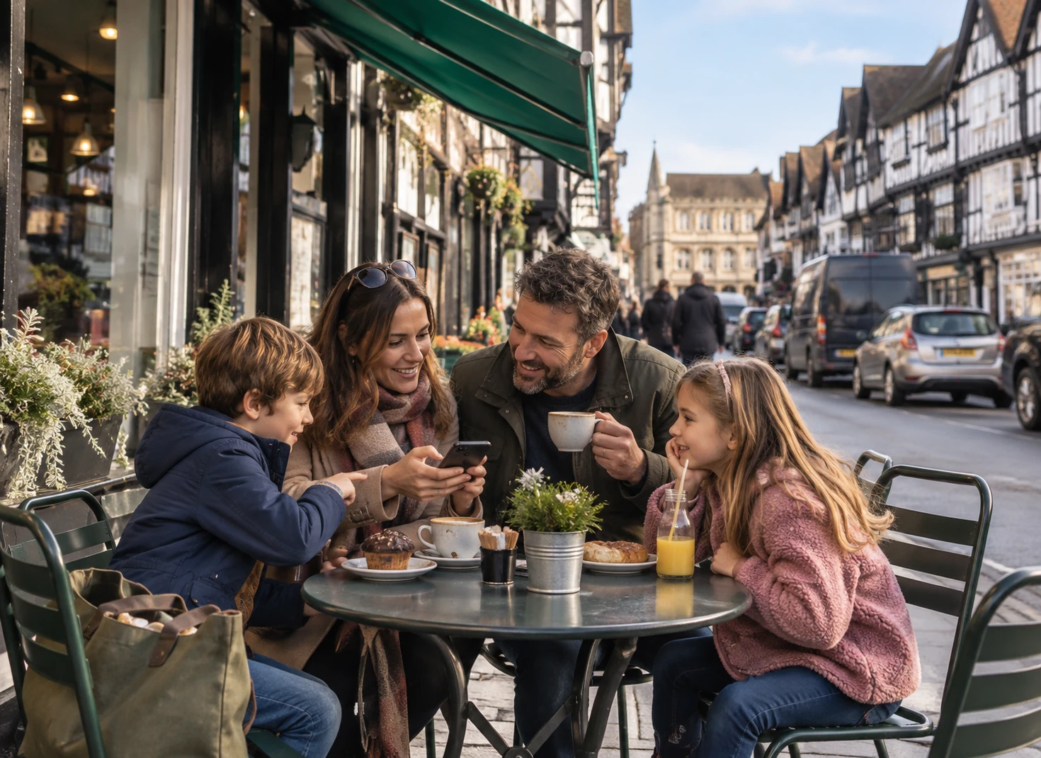 Family visiting Stratford-upon-Avon on a Mystery Picnic day out with children