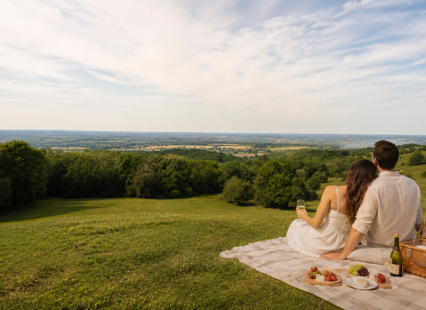 Couple sharing a Premium Mystery Picnic