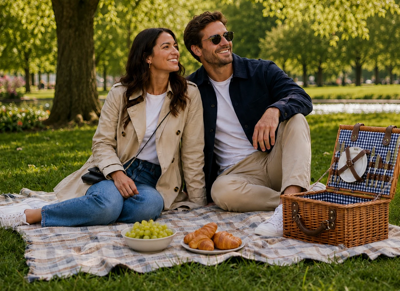 Couple enjoying a romantic Mystery Picnic together in Notting Hill