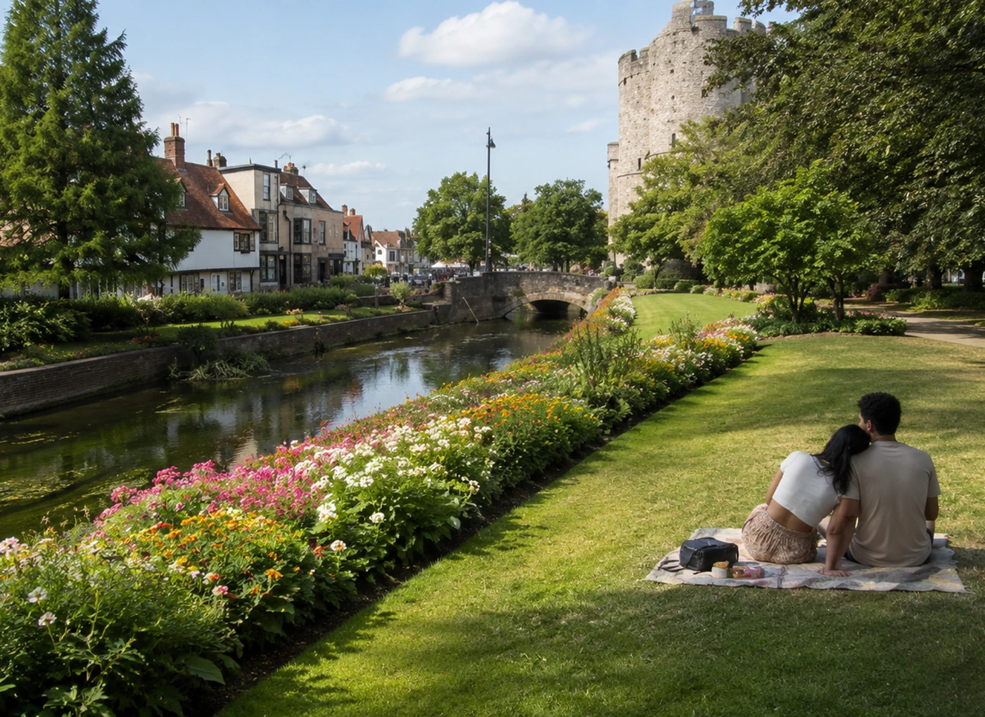 Couple enjoying a romantic Mystery Picnic day out in Canterbury